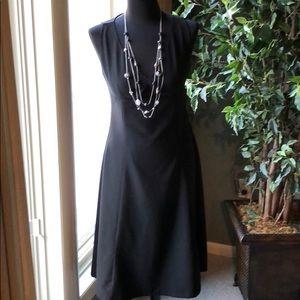 Rhyme Black V-neck a-line dress with keyhole